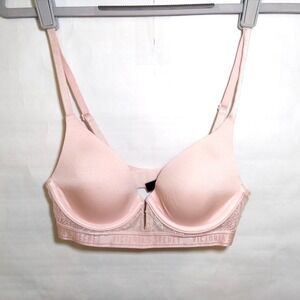 Victorias Secret Bra 32B‎ Very Sexy Plunge Lace Satin Wired Longline Logo Band